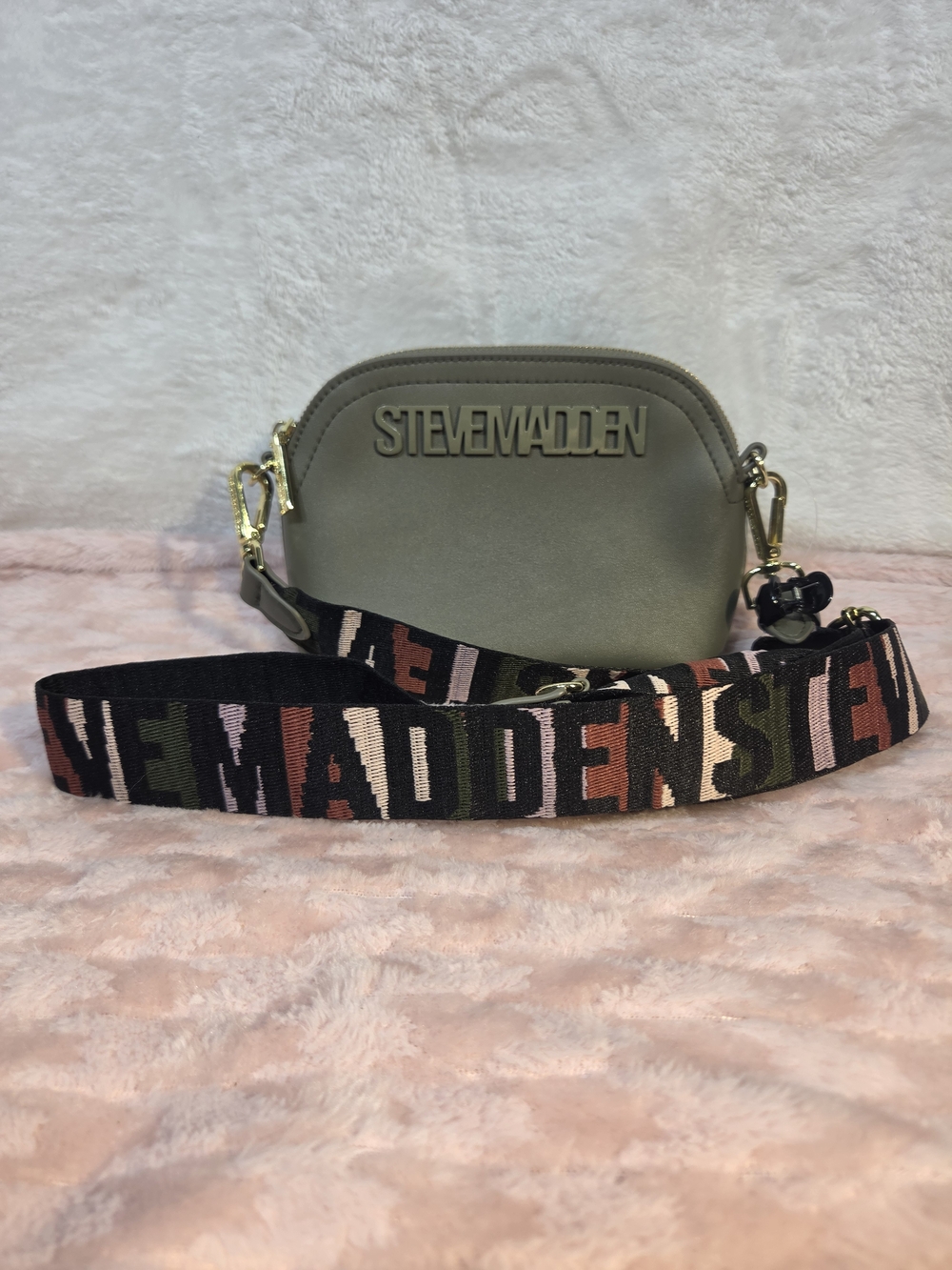 Steve Madden Olive Crossbody Bag with Signature Strap